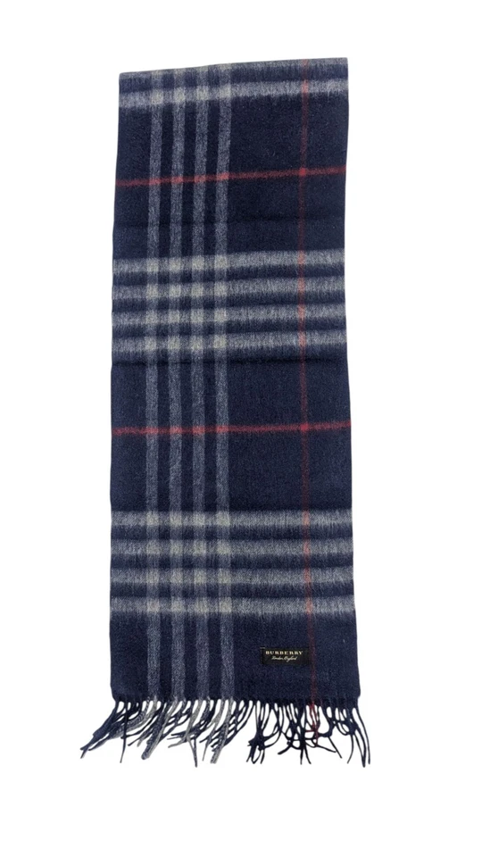 burberry cashmere navy blue nova check scarf - Image 2 of 4