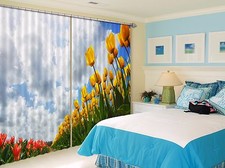 3D Flower sky 2 Blockout Photo Curtain Printing Curtains Drapes Fabric Window AU