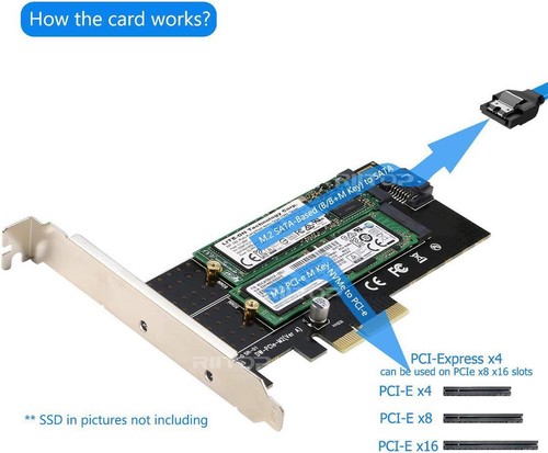 -Dual M.2 PCIe Adapter RIITOP M.2 NVMe SSD auf PCIe Adapter & NGFF (B+M Key) - Bild 3 von 10