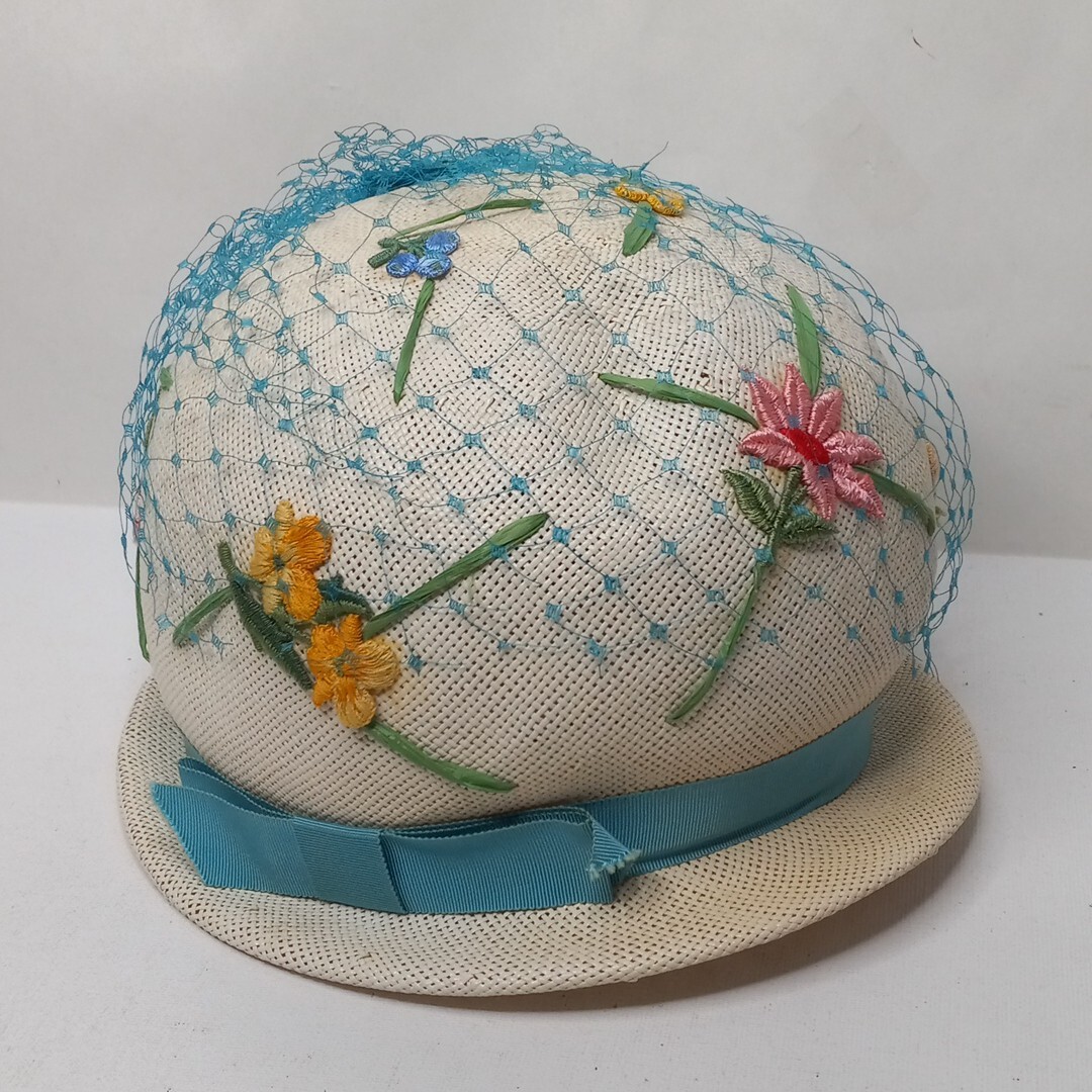 Vintage Adele Claire New York Women's Flapper Bucket Hat Woven Floral Small