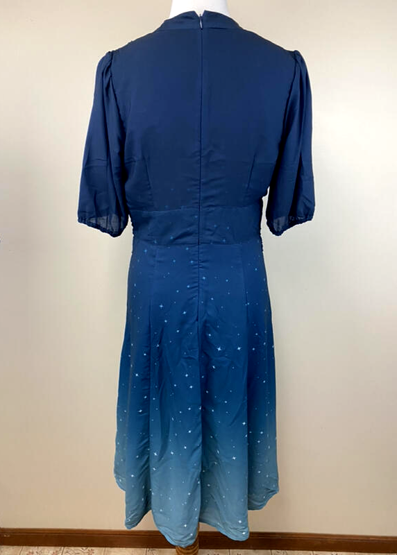 ombre star print crepe pleated empire dress Ombre star print crepe pleated empire dress