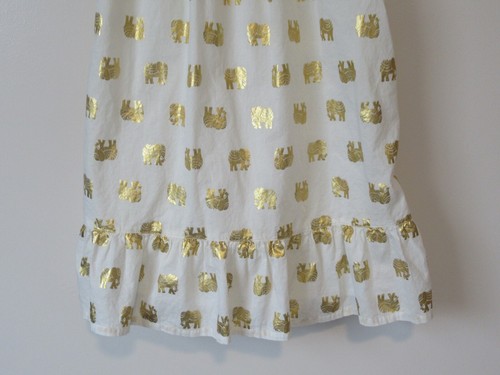Crazy 8 Girls 2341 Ivory Gold Elephant Dress Sleeveless Spaghetti Straps Sz L/12 - Picture 3 of 6
