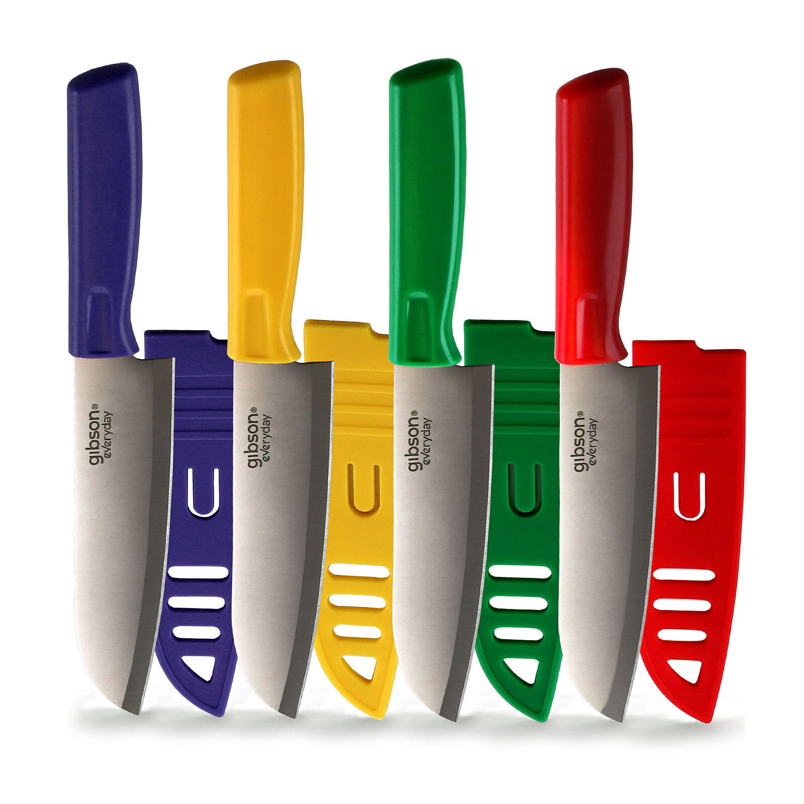 Gibson Everyday Grantville 6-Inch Santoku Knife Set with Sheath Assorted Colors