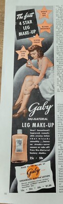 1943 Gaby Greaseless suntan lotion 4 star Leg makeup vintage ad