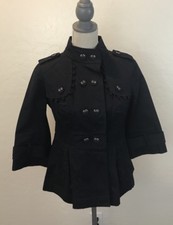 Anthropologie Leifsdottir Navy Blue 3/4 Sleeve Peplum Military Style Jacket 6