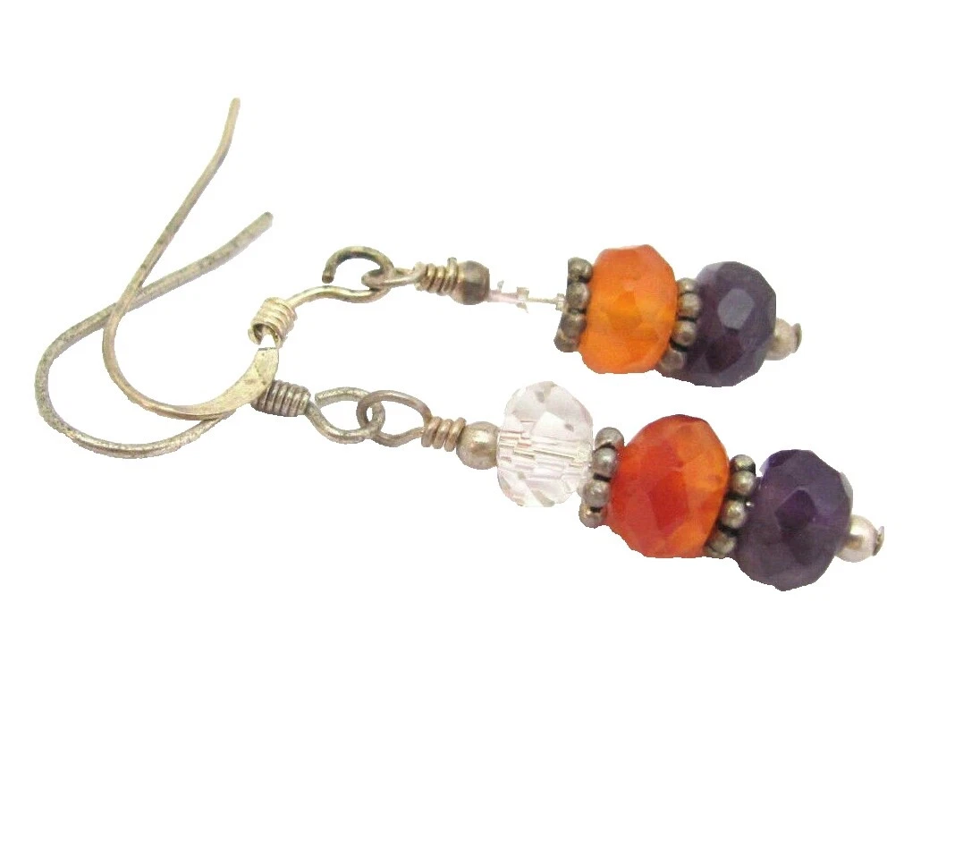 Cornalina con cuentas pendientes hechos a mano