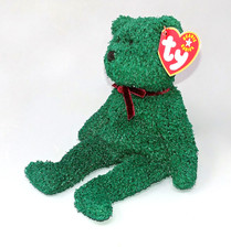 2001 HOLIDAY TY Beanie Baby Green Bear 8.5" Plush Doll MWMTs 1 Owner Smoke Free
