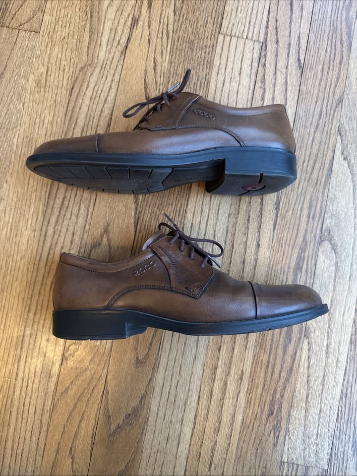 Ecco Atlanta Plain Toe Brown Derby Oxford Shoes Sz 8.5 US/42 EU Lace Up