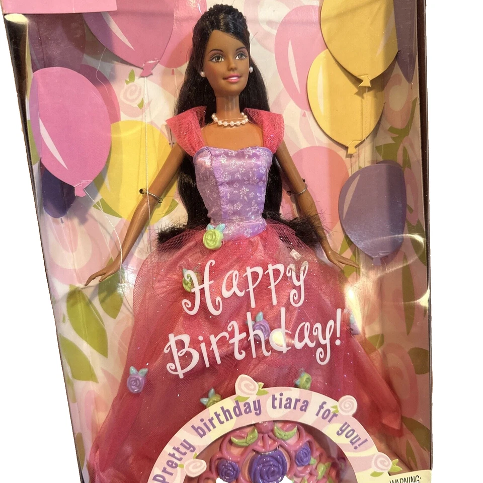 2003 Happy Birthday Barbie w Tiara AA Rare w Long Hair Mattel B5833 🎂 New - Image 3 of 4
