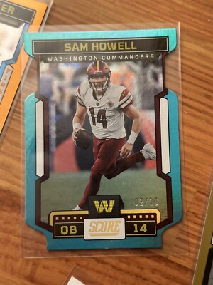2023 Score Football SAM HOWELL Aqua Die-Cut #253 /10 WFT Commanders SSP