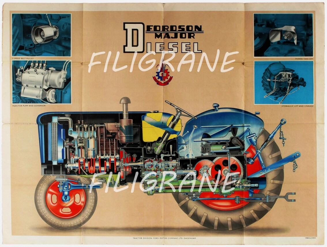 Fordson Major Tracteur Rbxy-Poster/Reproduction HQ