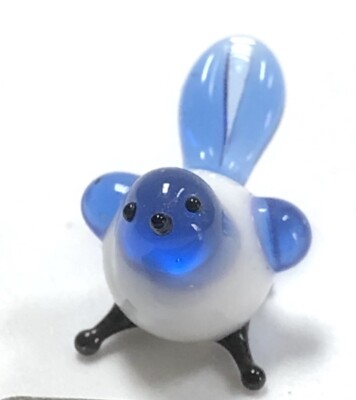 Micro Mini Miniature Blown Glass Blue  Bird Lamp work