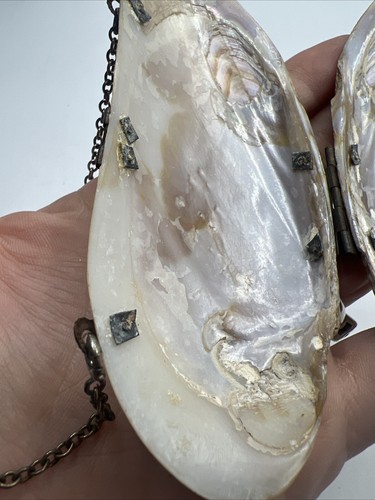 Antique Victorian Mother Of Pearl Clam Shell Small Coin Purse - Picture 14 of 16