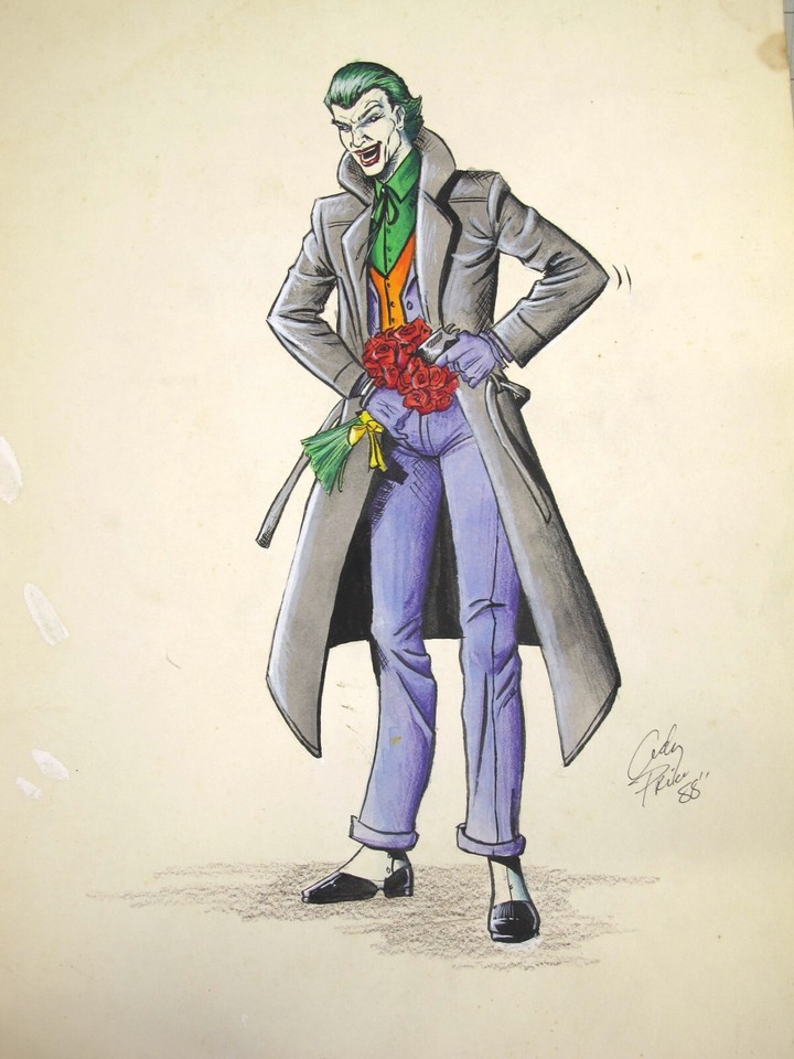 vtg 1989 original comic ink art - Andy Price Batman Joker Comic Art