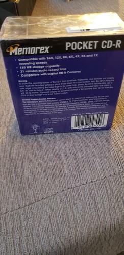 MEMOREX POCKET CD-R 185MB 21 MIN 16X 5 PACK - Picture 3 of 7