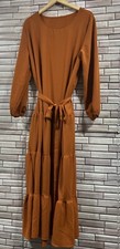Shein womens 1X maxi dress rust orange long pullover tie waist pullover comfort