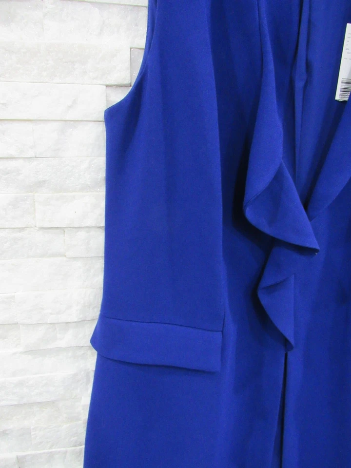 NWT Elie Tahari Destiny Cosmic Cobalt Waterfall Long Topper Duster Vest M 8 10 - Image 4 of 4