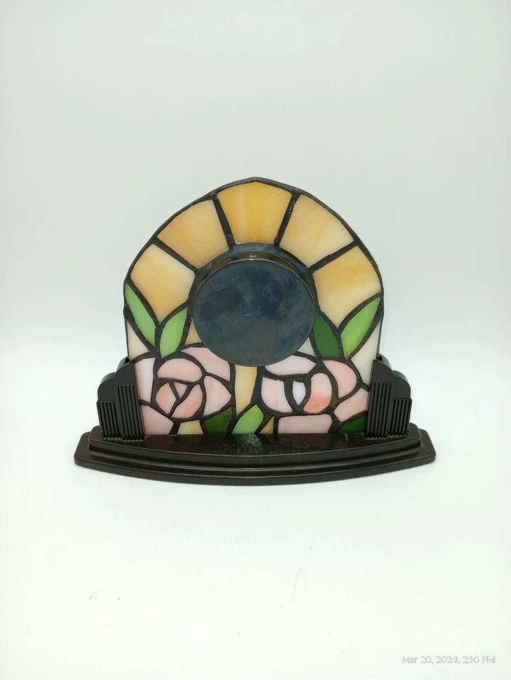 Reloj de Mesa LINDEN "Tiffany" Inspirado Genuino Vitral Vidrio Floral Foto 2 de 3