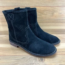 Clarks Women's Size 10 M Black Perforated Suede Biker Booties