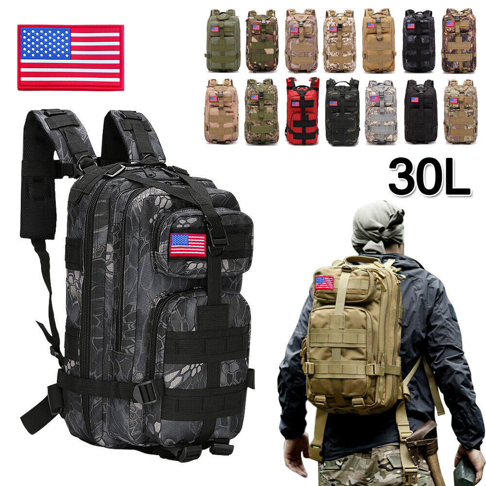 30L Outdoor Military Molle Tactical Backpack Rucksack Camping Bag Travel Hiking