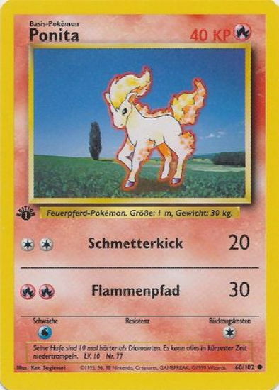 POKEMON Card GERMAN BASE SET 1st Edition PONITA Ponyta #60