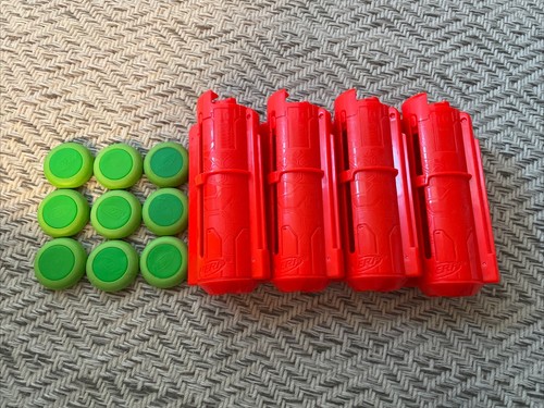Lot of 4 Replacement NERF VORTEX Magazine Clips Mags W/ 9 Discs
