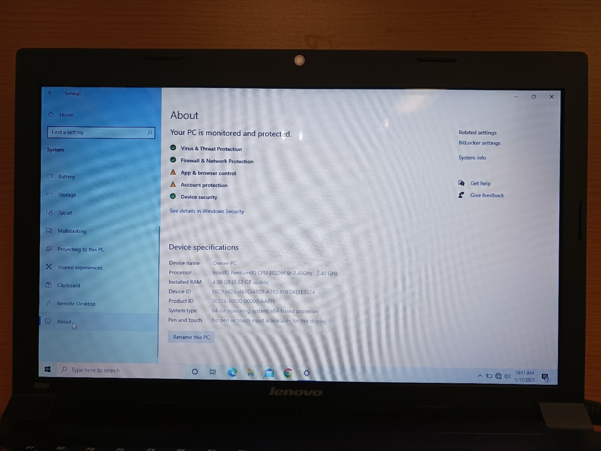 Lenovo B590 Laptop USED No Charger Intel Pentium, 4 GB RAM, 500 GB
