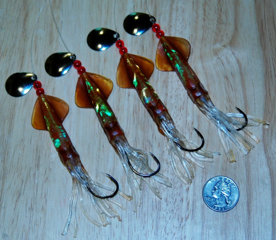 4 FLUKE PLAUNDER APAREJOS SEÑUELO HOLOGRÁFICO CALAMAR GAMAKATSU LUBINA BACALAO SALMÓN Foto 2 de 4