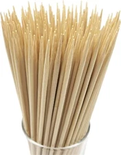 100PCS 6" Natural Bamboo Skewers – 4mm Thick BBQ, Kabob, Fruit, Appetizer