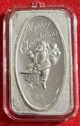 1 oz. Vintage .999 Silver Bar "Santa Claus Down the Chimney" TREE ORNAMENT #7677