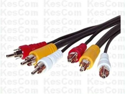 10m Cinch Kabel Stereo 3xStecker/Stecker Video und  Audio
