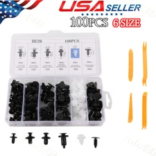 100PC Push Clips Fasteners Set For Car Bumper Fender Trim Panel Body Retainer
