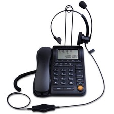 Home Office Corded Landline Telephone Black LK-P017B Caller ID Headset Stand New