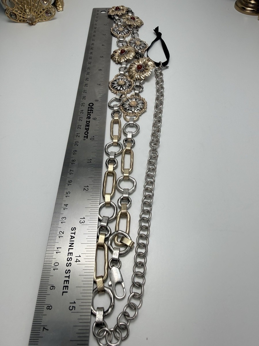 Zara Gold Silver Floral Medallion Chain Belt NWOT Adjustable  display picture 3