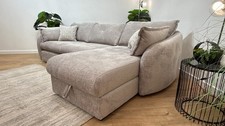 Sofology Portobello Fabric 3 Seater Chaise Storage Foam Seats in Teddy Chenille