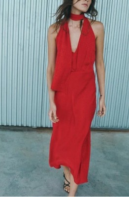 fitted lace wedding dress Mandi Scarf-Detail Strapless Gown in Scarlet Red main image 0