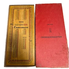 Drueke Cribbagemaster VTG Wood Cribbage Board Mod 1950 Once Around 3 Tracks IOB*