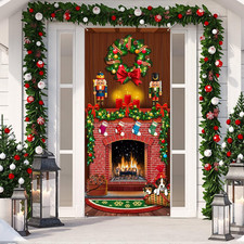 Merry Christmas Door Cover Christmas Fireplace Door Cover Backdrops Xmas Tree Pr