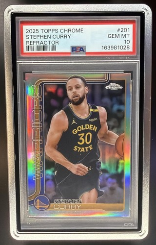 2025-26 Topps Chrome Stephen Curry #201 Refractor Warriors PSA 10