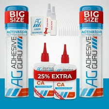 Adhesive Guru Super Ca Glue with Activator 2x3.5 oz-2x13.5 floz 2 Pk