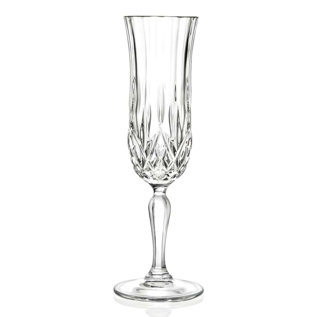 Set 6 Glasses Flute Sparkling Wine Opera 13 CL IN Eco Crystal - Rcr Italian -