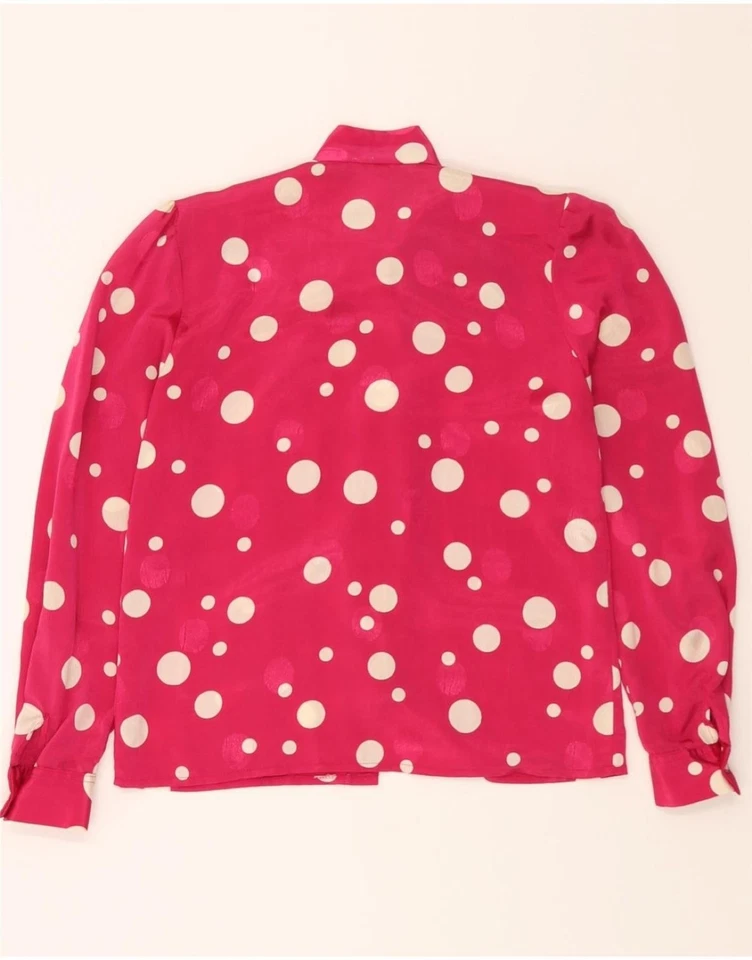 Blusa Camisa LIBRA Mujer Corbata Frontal Reino Unido 12 Mediana Rosa Lunares Poliéster AI12 Foto 2 de 3