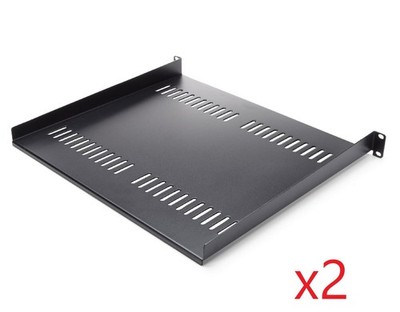 Lot of 2 New Startech CABSHELF116V 1U Vented Cantilever Shelf 16'' Depth 44lb Max