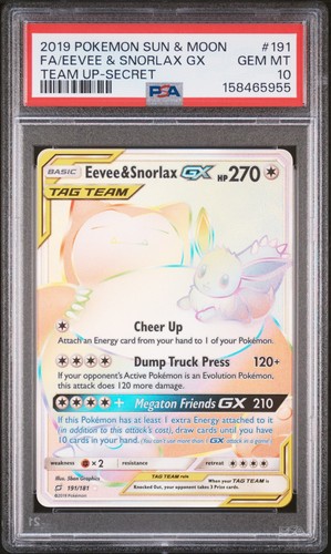 Eevee & Snorlax-GX graded PSA 10 for sale on eBay