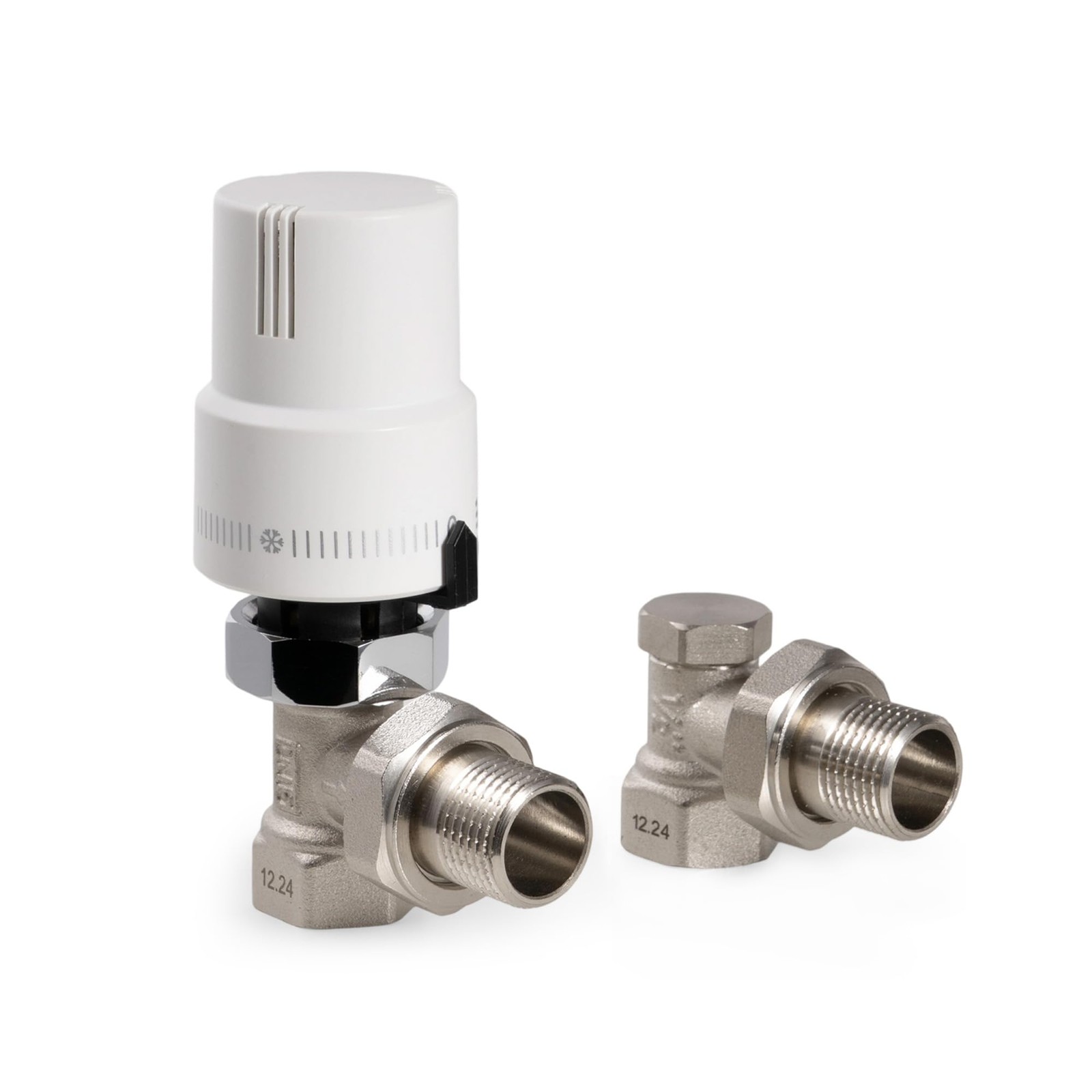 Robinet thermostatique et coude de retour 1/2 en laiton massif renforcé pour chauffage