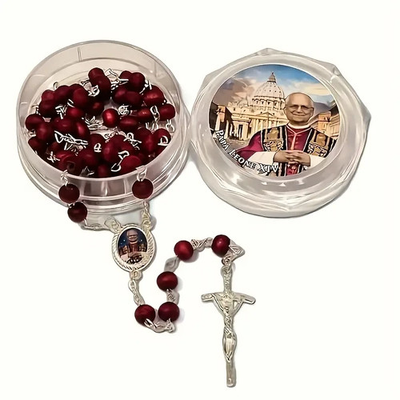 #ad #ad POPE LEO XIV ROSARY PAPA LEONE XIV HANDMADE DIVINE ROSARY WITH RED ROSE BEADS $12.00