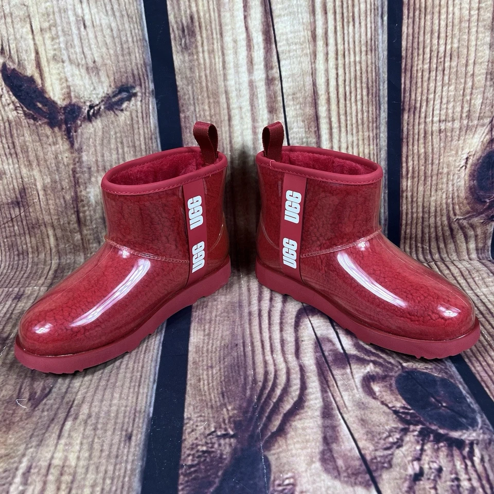 NUEVO UGG Clásico Transparente Mini II Impermeable Botines Rojo Niños Hombre’s 5 Mujer’s 6 Foto 2 de 4