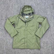 Columbia Jacket Youth Large Green Omni-Tech Hooded Full Zip Windbreaker Rain