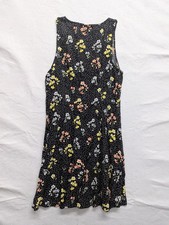 Loft Black Floral Sleeveless A-Line Dress Size 10