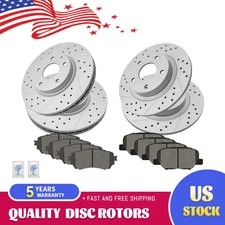 Front Rear Drilled Slotted Disc Rotors & Ceramic Pads Kit for 2014 2015 Mazda 6